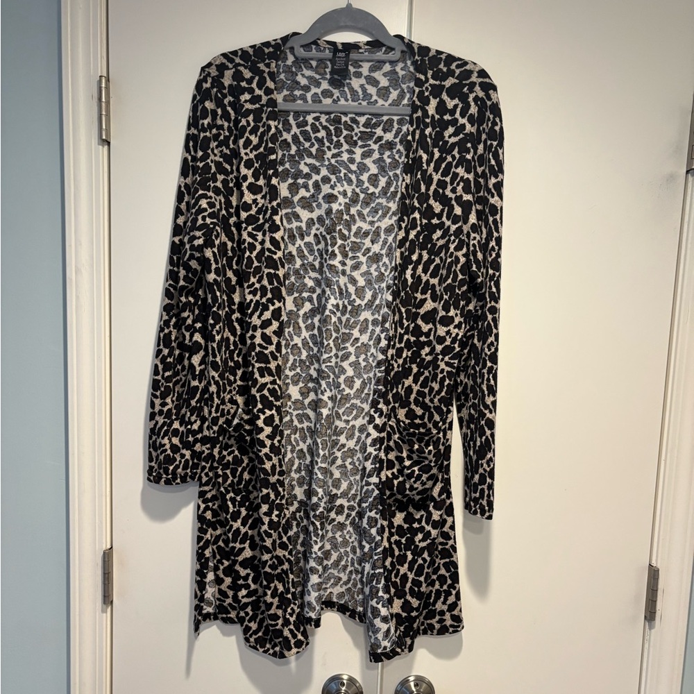 Animal Print Open-Front Women's Cardigan